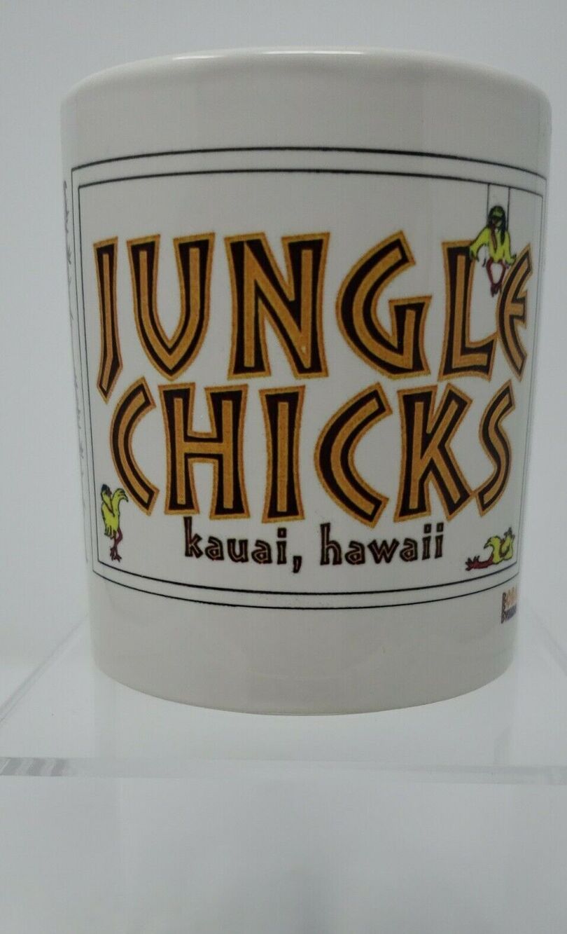 Jungle Chicks Coffee Tea Mug Cup Kauai Hawaii White OBA Visions HI Collectible